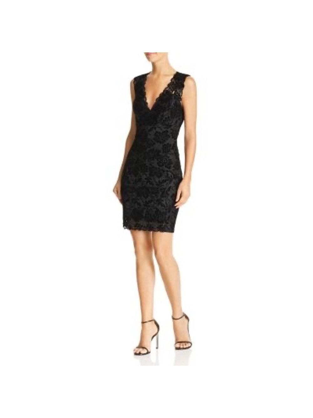 GUESS Drea Sleeveless Flocked-Lace Dress Size M